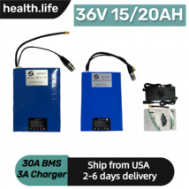 36V 20Ah/15Ah Lithium Ion Ebike Battery Pack Electric Bicycle Charger BMS Cycle - £133.06 GBP+