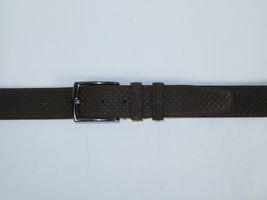 Men Genuine Basket weave Suede Soft Leather Belt PIERO ROSSI Turkey #1002 Brown image 3