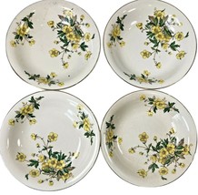 Vtg Yellow Buttercup Floral Fruit Bowls Jewelry Trays Key Dish Cottageco... - $17.81