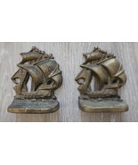 Vintage Cast Iron Spanish Galleon Sailing Ship Bookends Pair | Black And... - $380.72 MXN