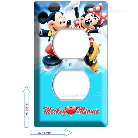 MICKEY MOUSE AND MINNIE IN LOVE ICE SKATING ELECTRICAL POWER OUTLET WALL PLATE