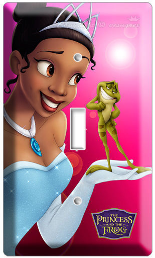 PRINCESS TIANA AND FROG MOVIE SINGLE LIGHT SWITCH PINK