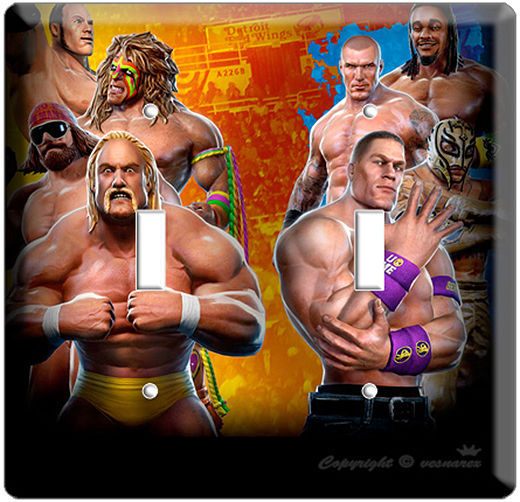 WWE SUPERSTAR WRESTLING COVER DOUBLE LIGHT SWITCH PLATE