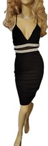 Women&#39;s Sexy Glitter V-Neck  Bodycon Dress Black With Silver Sequins Medium - $118.17 MXN