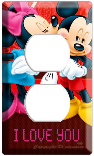MICKEY MOUSE MINNIE KISSING POWER OUTLET WALL PLATE COVER GIRLS KIDS ROOM DECOR - $8.99