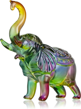 Crystal Thai Elephant Statue Sculptures Trunk up Feng Shui Ornament Wealth Lucky - £24.14 GBP