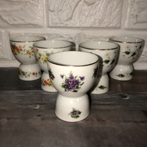Lot Of 5 Vintage LEFTON Floral China Hand Painted Egg Cup Japan Daisies 02611 - £33.62 GBP