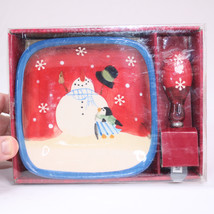 Christmas Snowman Cheese Snack Plate With Spreader By Kirkland Red Blue ... - £5.42 GBP