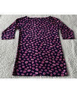 Lilly Pulitzer Top in Bocce Kisses Lips Navy &amp; Pink Cotton Blouse Size M... - $25.98