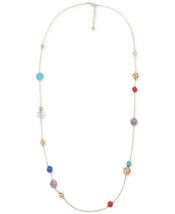 Alfani Gold-Tone and Multi-Stone Bead Long Station Necklace, 42 + 2 Extender - $21.99