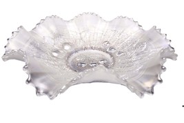 c.1910 Northwood White Carnival Glass Three Fruits Stippled Bowl 9&quot; - £194.17 GBP