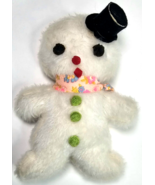 Very Unique Small White Vintage Snowman Pink Scarf Black Top hat Green B... - $24.99