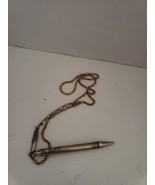 Vintage Gold Tone Mechanical Pencil Pendant Beaded Chain ^ - €25,58 EUR