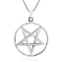 Large Mystical Star Pentagram Sterling Silver Pendant Necklace - £31.60 GBP
