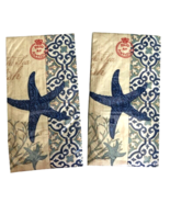Blue Starfish Hand Towels Paper Napkins Beach Summer House 26 pk Set of 2 - £17.55 GBP