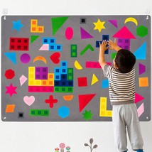 64Pcs Preschool Shapes Teaching Felt Board Story Set 3.5 Ft Colorful Montessori  - £30.36 GBP