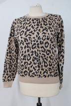 J Crew M Brown Merino Wool Leopard Print Jacquard Knit Sweater Sweatshirt H7147 - £23.20 GBP