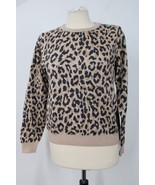 J Crew M Brown Merino Wool Leopard Print Jacquard Knit Sweater Sweatshir... - $29.45