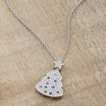 Multicolor Christmas Tree Drop Necklace - $42.49