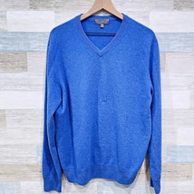 Daniel Bishop 100% 2 Ply Cashmere Sweater Blue V Neck Mens Large FLAW - $29.69