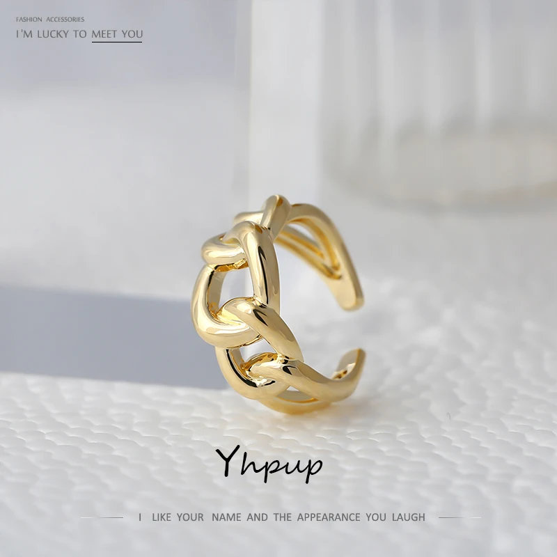 Yup Statement Chain  Finger Ring for Women Gold Color Adjustable Opening... - $33.58