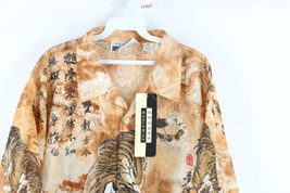 NOS Vtg 90s Streetwear Mens 3XL Sheer Tiger All Over Print Hawaiian Button Shirt - £77.83 GBP