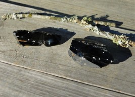 Black Obsidian Set of Two Natural Rough Volcanic Glass Lapidary Knapping Display - £14.38 GBP