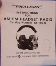 Vintage Realistic Instructions for AM/FM Headset Radio Number12-192A  - $2.99