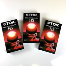 Lot of 3 TDK VHS Premium Quality HS 8hr T-160 Recording VHS Tapes Factory Sealed - £10.99 GBP