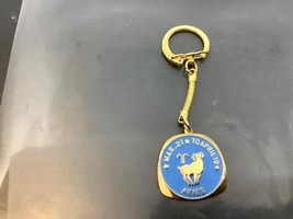 Vintage Zodiac Sign Keyring ARIES Golden Metal Keychain BÉLIER Ancien Porte-Clés - £6.48 GBP