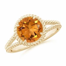 ANGARA Citrine Twist Rope Split Shank Ring in 14k Solid Gold (Grade-AAA Size-8) - £725.90 GBP