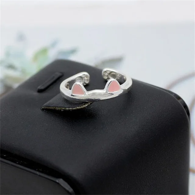 Cat Ear Finger Rings Open Design Cute Footprints Fashion Jewelry Ring For Women  - £10.92 GBP