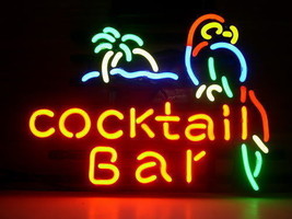 New Cocktail Bar Parrot Palm Tree Bar Beer Light Neon Sign 24&quot;x20&quot; - £199.79 GBP