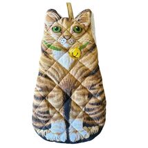 Kitty Cat Oven Mitt Boston Trading Warehouse 1992 Yellow Cat Green Eyes ... - $14.85