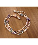 Pastel Beaded Multi Strand Necklace, Easter Jewelry - $371.04 MXN