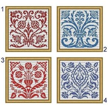 Art Nouveau Motifs Flowers Sampler Monochrome Counted Cross Stitch Patterns PDF - £13.47 GBP
