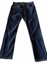 Levis 502 Mens Jeans Size 32x32 Dark Wash Blue Regular Taper Fit Leg Stretch EUC - £18.62 GBP
