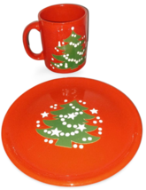 Christmas Tree by Waechtersbach Dessert Plate And Mug Christmas Tree On Red - $24.00