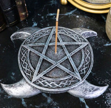 Sacred Moon Triple Goddess Pentagram With Celtic Knotwork Incense Stick Holder - £13.46 GBP