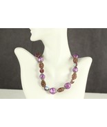 VINTAGE Costume Jewelry Purple Beaded Lucite &amp; Carnival Glass Beaded Nec... - £11.28 GBP