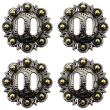 Concho Set of 4 Conchos Western Saddle Tack Berry Silver Gold Slotted 401542 - £15.60 GBP