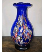 Abstract Art Glass Vase Hand Made Amoeba Rare 10.5&quot; - $197.01