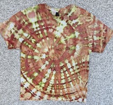NEW Mens Brown Burnt Orange Green Spiral Ice Tie Dye Short Sleeve Shirt XL - $342.80 MXN