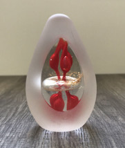 Vintage Murano Red Gold Clear Glass Spiral Egg Shape Paperweight Art Deco VG B6 - £20.10 GBP