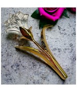 Swarovski Crystal Memories Lily Brooch Flower Pin Gold Tone Swan Signed - $39.97