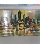 vintage modern wall plaque art reproduction Stareck city landscape mid c... - $45.49