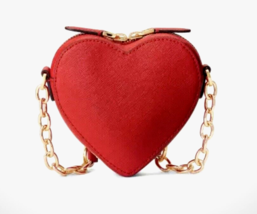 New Ralph Lauren Love Shack Small Leather Heart Crossbody Purse Candy Red - £105.02 GBP