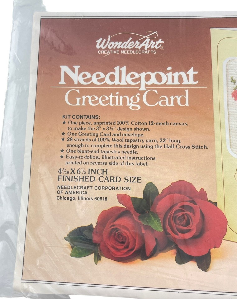 Wonderart Needlepoint Greeting Card Kit 6979 Embroidery I Love You Valentine Item image 2