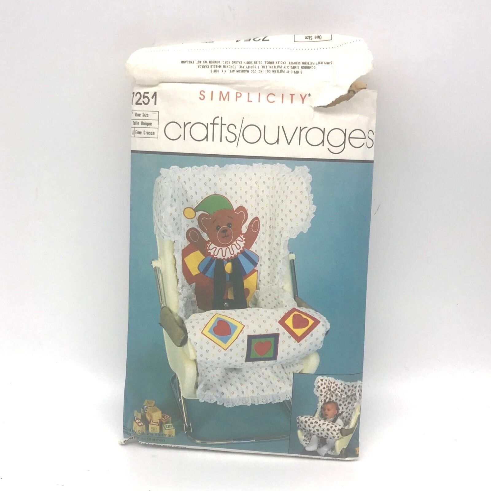Primary image for Vintage Sewing PATTERN Simplicity Crafts 7251, Babies Reversible 1985 Car Seat