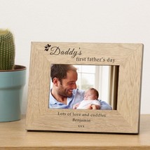 Personalised Fathers Day Daddy's First Father's Day Wooden Photo Frame Gift - $14.95